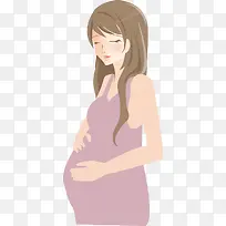 紫色微笑卡通母亲节孕妇