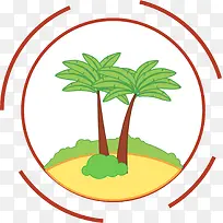绿色椰岛圆形线条标志