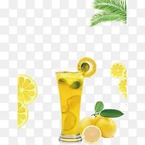 清新夏季柠檬冷饮插画