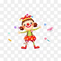 4月1愚人节卡通小丑女孩