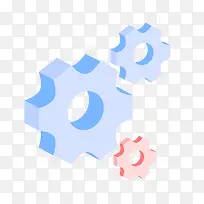 蓝色立体齿轮旋转元素