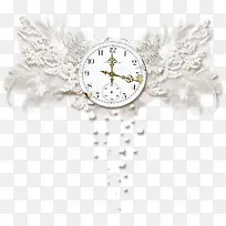 白色羽毛装饰钟