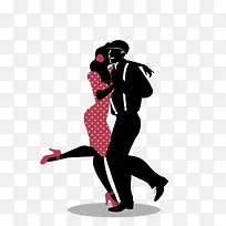 跳踢踏舞的女人和男人时尚插画