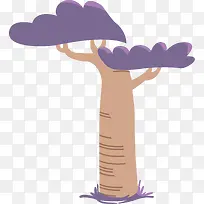 紫色矢量卡通时尚大树
