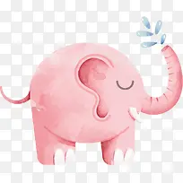 粉红色卡通喷水大象