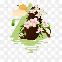 手绘插画装饰插图春日春姑娘