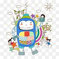 手绘卡通机器人