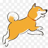 奔跑的卡通萨摩耶犬