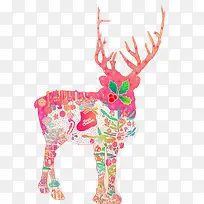圣诞节主题手绘麋鹿