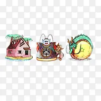 手绘插画房子