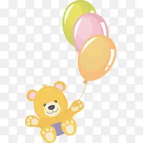 儿童节牵着气球的小熊玩偶