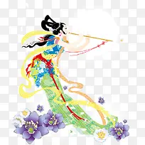 中秋仙女嫦娥矢量图