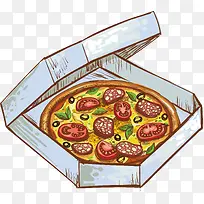 手绘盒装披萨