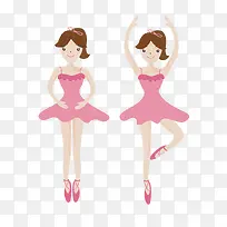卡通粉色可爱的芭蕾舞女孩插画免