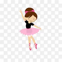 可爱的粉色卡通芭蕾舞女孩插画免
