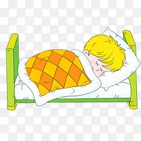卡通绘画在睡觉的小孩