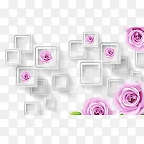 紫色玫瑰花方格子素材背景