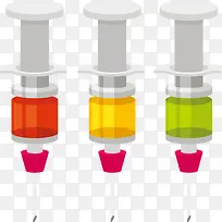 三个彩色医疗注射器