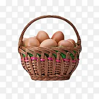 棕色禽蛋棕色篮子里的食用彩蛋实