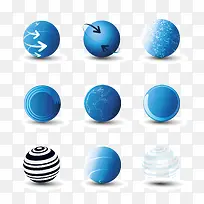 多款蓝水黑白星球矢量图