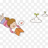 拿书本的女孩