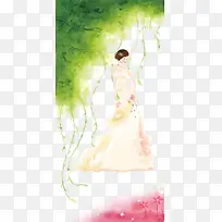 女生节树下穿着裙子的女孩