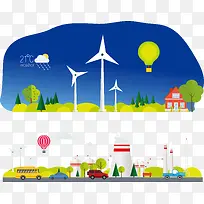 矢量扁平化建筑景观
