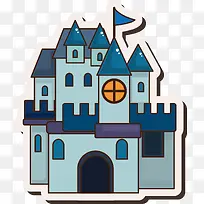 矢量蓝色城堡房屋素材图
