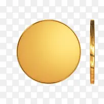 金色圆形光滑的古代硬币正侧面实