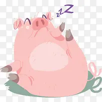 粉红肥胖睡觉的猪
