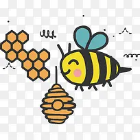 蜜蜂矢量时尚卡通春天可爱插图