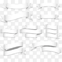 矢量 手绘 彩带 折纸 白色