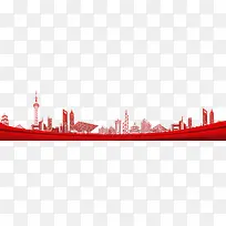 国庆节红色上海旅游风景艺术图