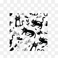 黑白卡通猫咪花纹