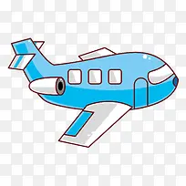 水蓝色清新直升机手绘卡通可爱飞