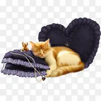 小猫和枕头