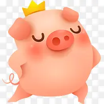 C4D傲娇戴皇冠的猪形象装饰图案
