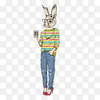 兔子矢量时尚模特