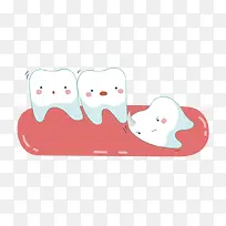 卡通可爱的牙齿和智齿插画免抠