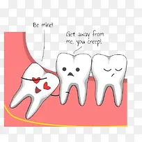 卡通智齿牙痛牙科插画免抠