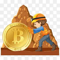黄色比特币与矿工下载