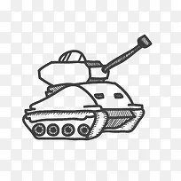黑色手绘战争坦克