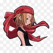 漫画风格酷女孩戴红色长头巾
