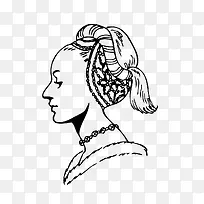 线描戴头巾女人头像