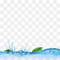水效果元素绿叶漂浮