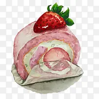 卡通手绘草莓蛋糕甜品