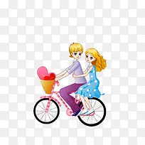 骑着单车的情侣