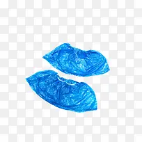 一双蓝色褶皱的塑料鞋套实物