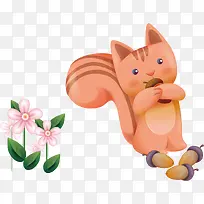 松鼠动物松子花背景素材