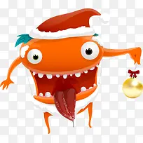 橙色卡通圣诞节怪物